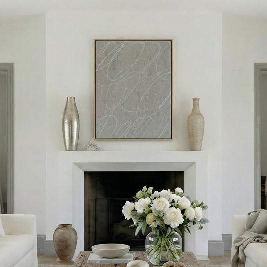 Abstract Marks in Stone Gray Framed Wall Art