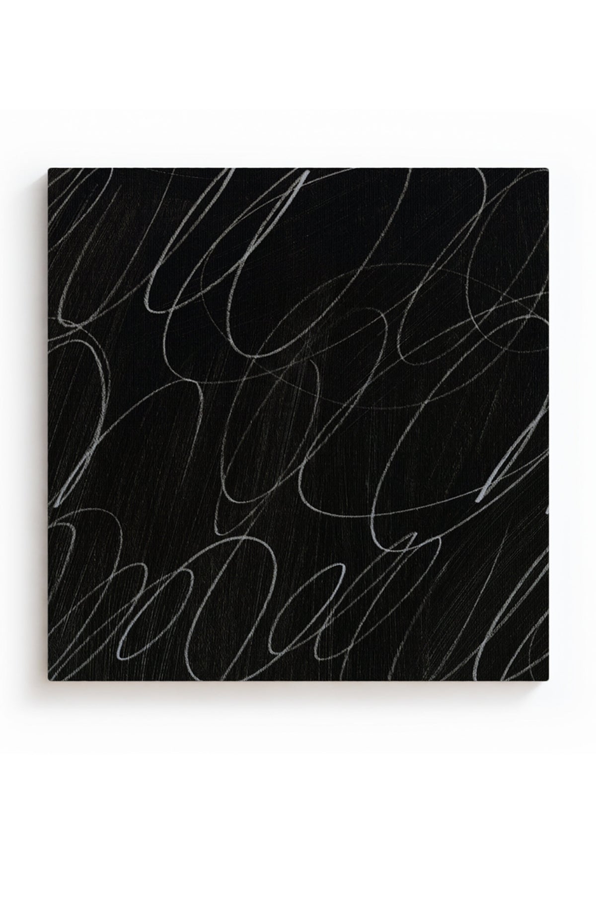 Abstract Marks in Charcoal Black Canvas Wall Art Square