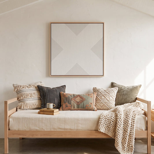 X Mark Minimalist Geo Art on Canvas in Driftwood