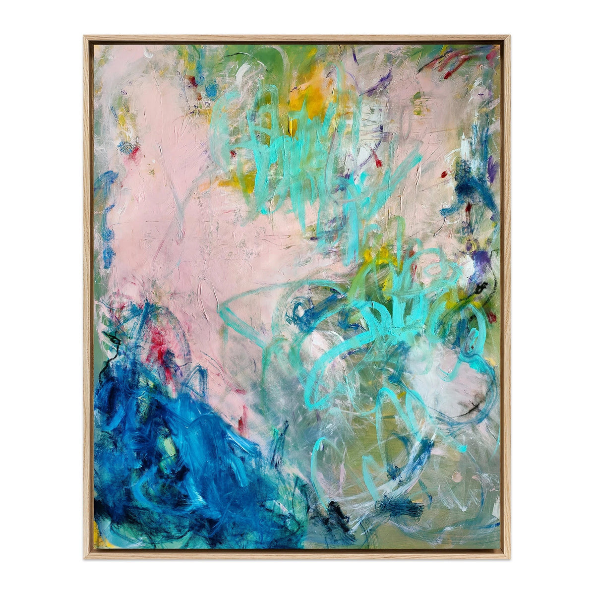 Abstract painting Gloria by Emily Starck with vibrant colors and gestural brush strokes