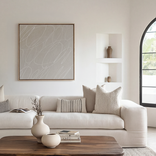 Abstract Marks in French Linen Framed Canvas Wall Art