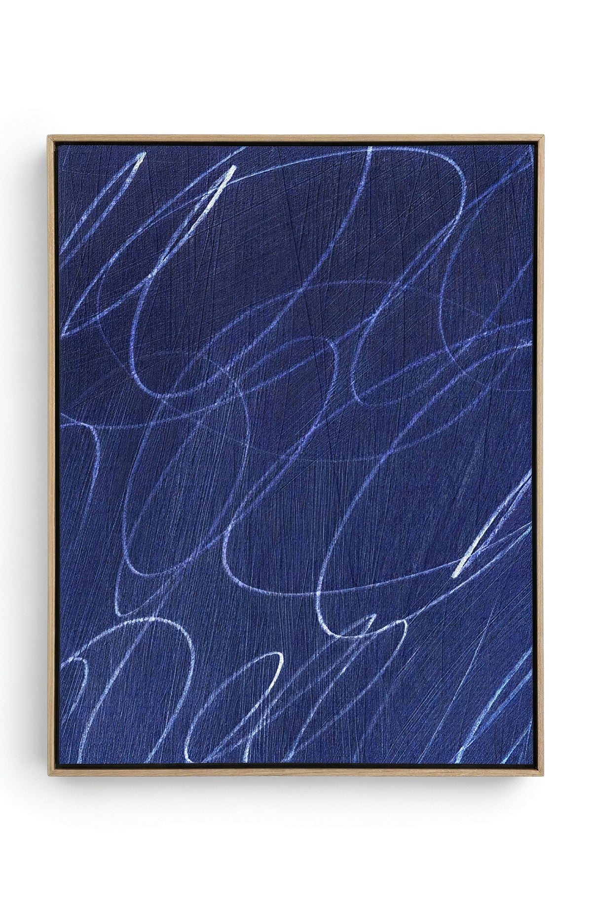 Abstract Marks in Indigo Blue Square Framed Canvas Wall Art
