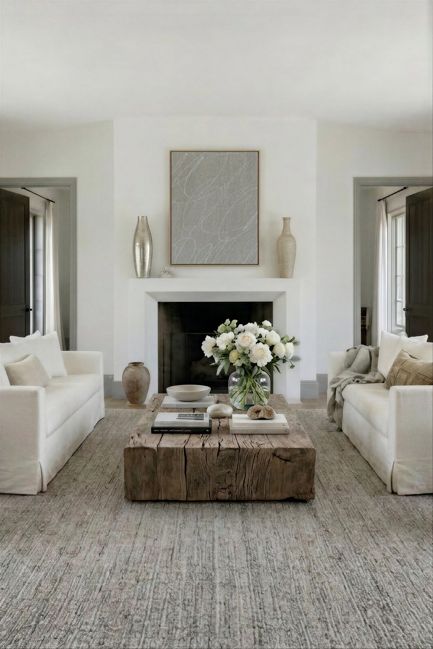 Gestural Marks in French Linen Framed Canvas Wall Art