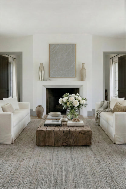 Gestural Marks in French Linen Framed Canvas Wall Art