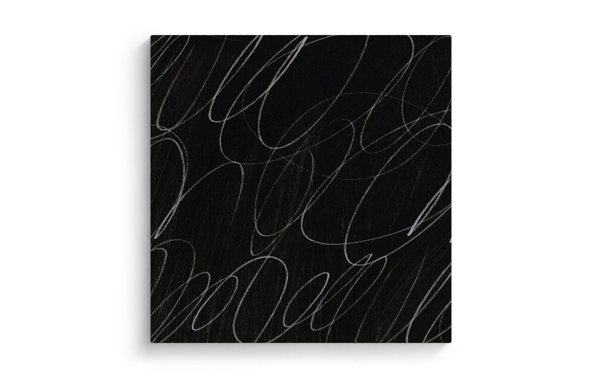 Abstract Marks in Charcoal Black Canvas Wall Art Square