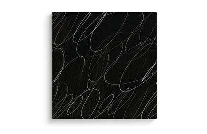 Abstract Marks in Charcoal Black Canvas Wall Art Square