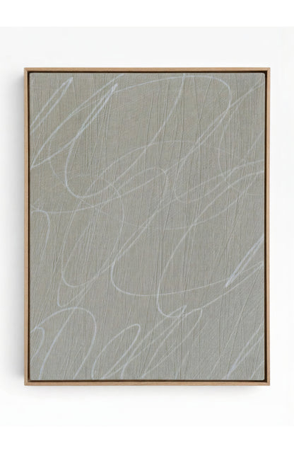 Gestural Marks in French Linen Framed Canvas Wall Art