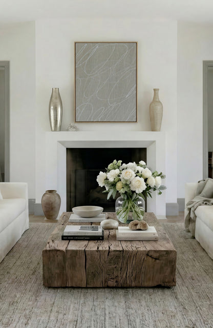 Gestural Marks in French Linen Framed Canvas Wall Art