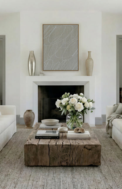 Abstract Marks in Stone Gray Framed Wall Art