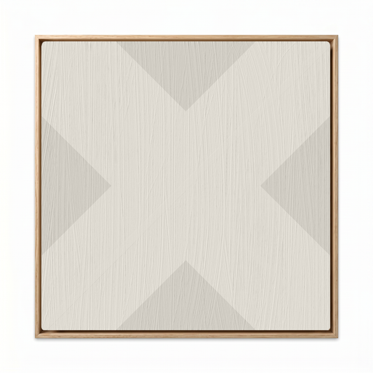 X Mark, Minimalist Geo Art on Framed Canvas, Wall Art in Driftwood