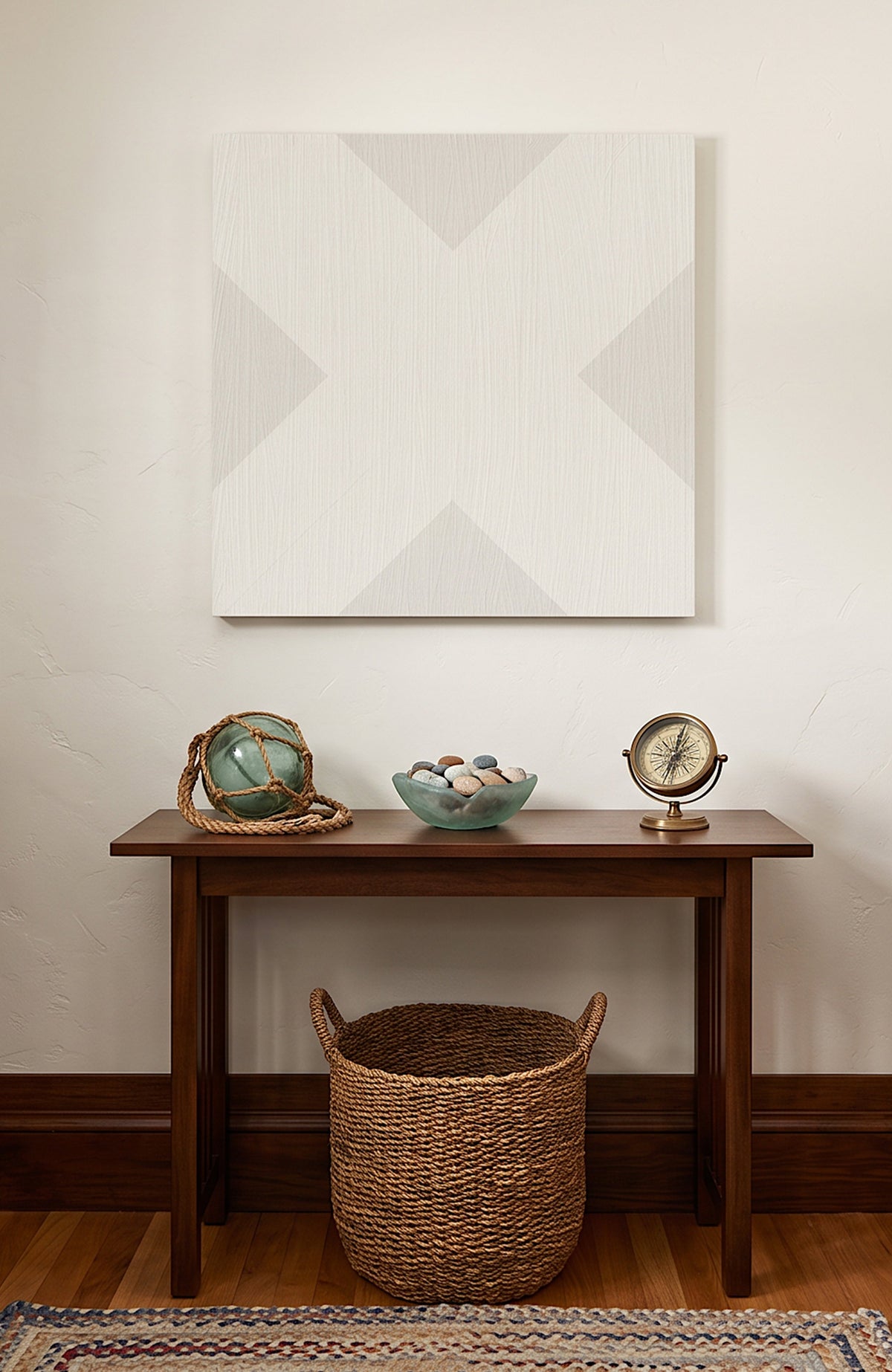X Mark Minimalist Geo Art on Canvas in Driftwood