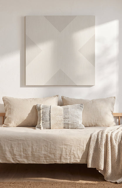 X Mark Minimalist Geo Art on Canvas in Driftwood