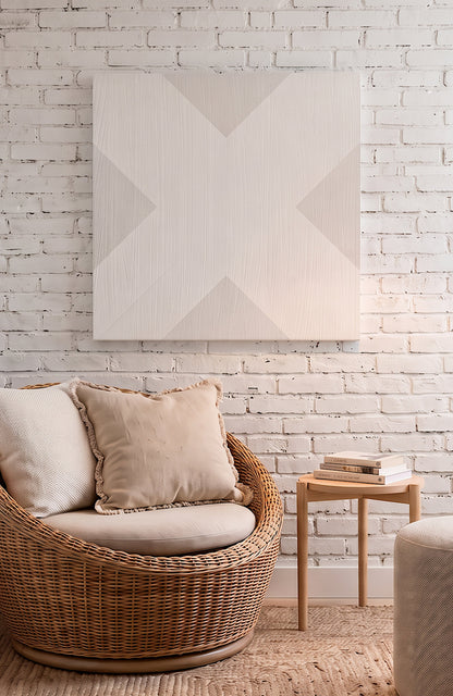 X Mark Minimalist Geo Art on Canvas in Driftwood