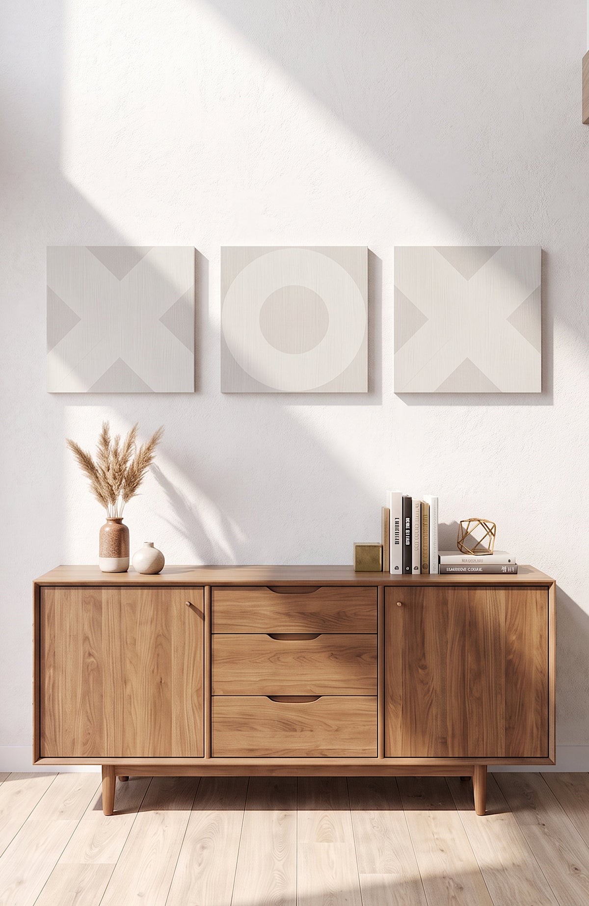 X Mark Minimalist Geo Art on Canvas in Driftwood