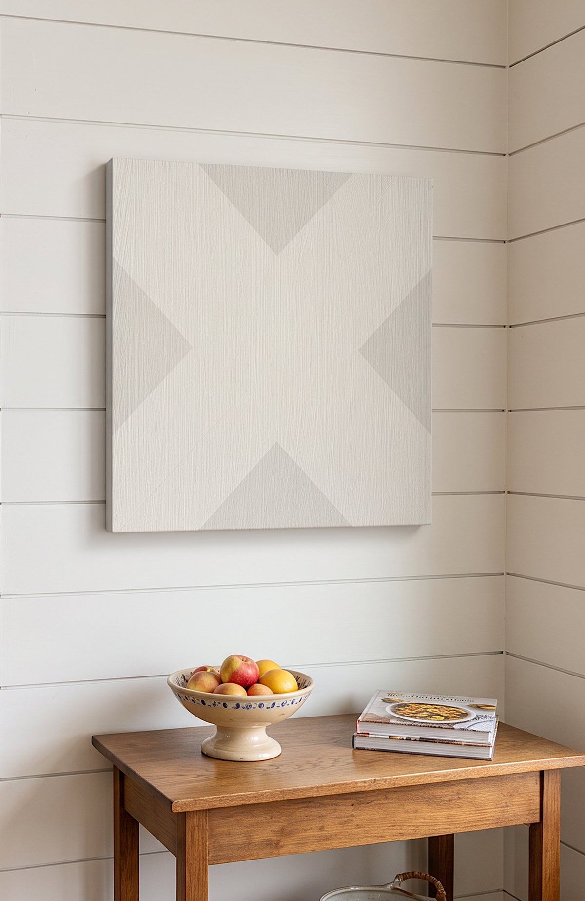X Mark Minimalist Geo Art on Canvas in Driftwood