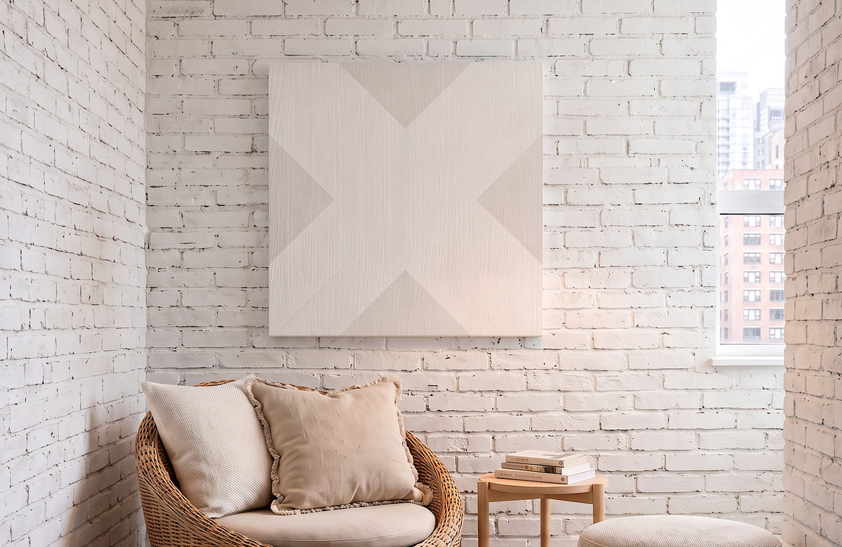 X Mark Minimalist Geo Art on Canvas in Driftwood