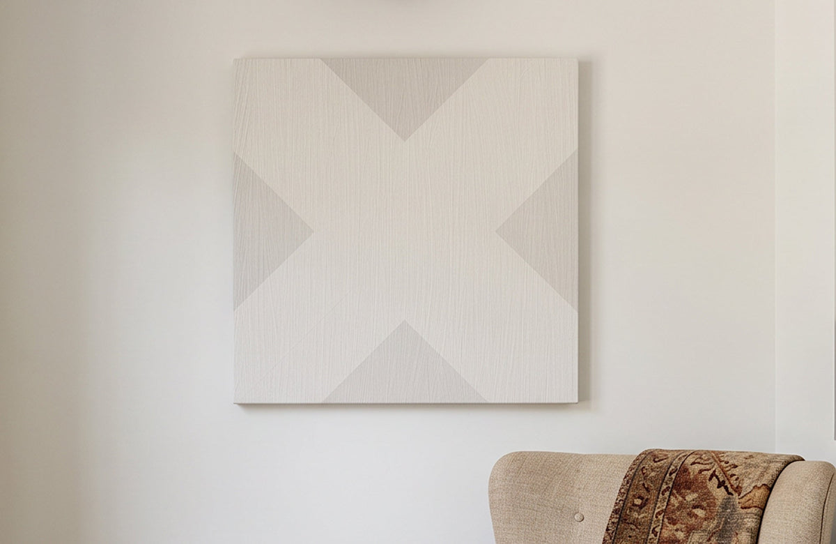 X Mark Minimalist Geo Art on Canvas in Driftwood
