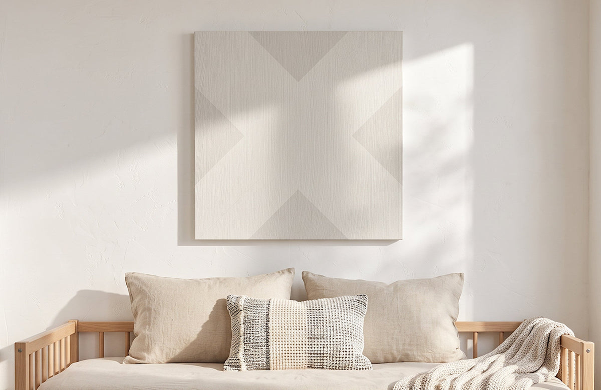 X Mark Minimalist Geo Art on Canvas in Driftwood