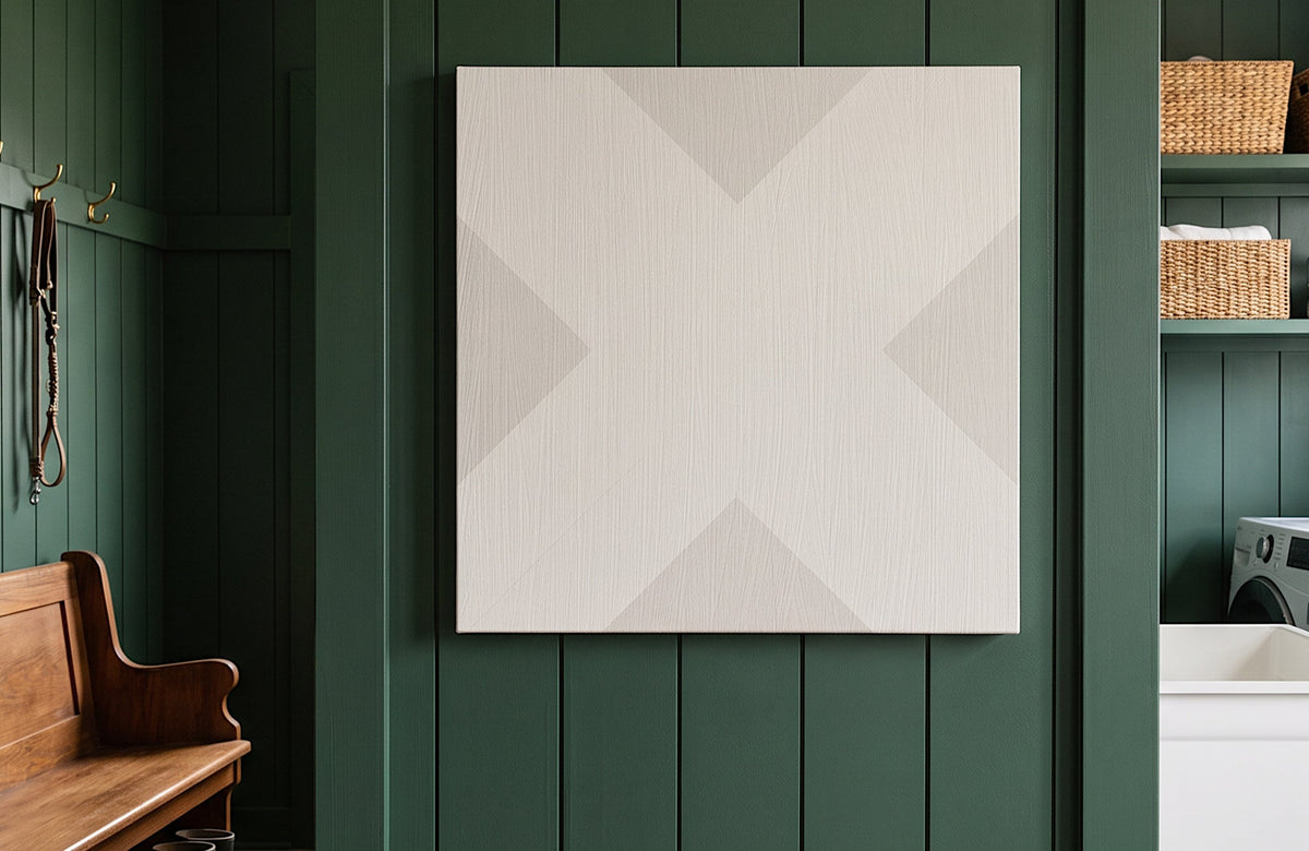 X Mark Minimalist Geo Art on Canvas in Driftwood