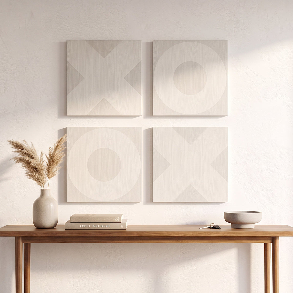 X Mark Minimalist Geo Art on Canvas in Driftwood