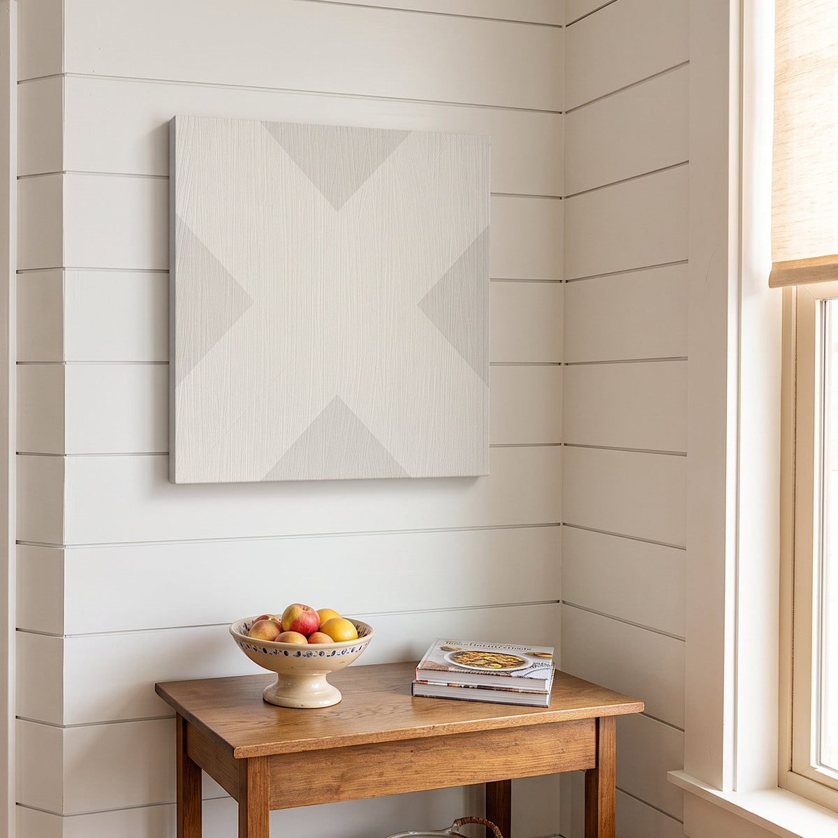 X Mark Minimalist Geo Art on Canvas in Driftwood