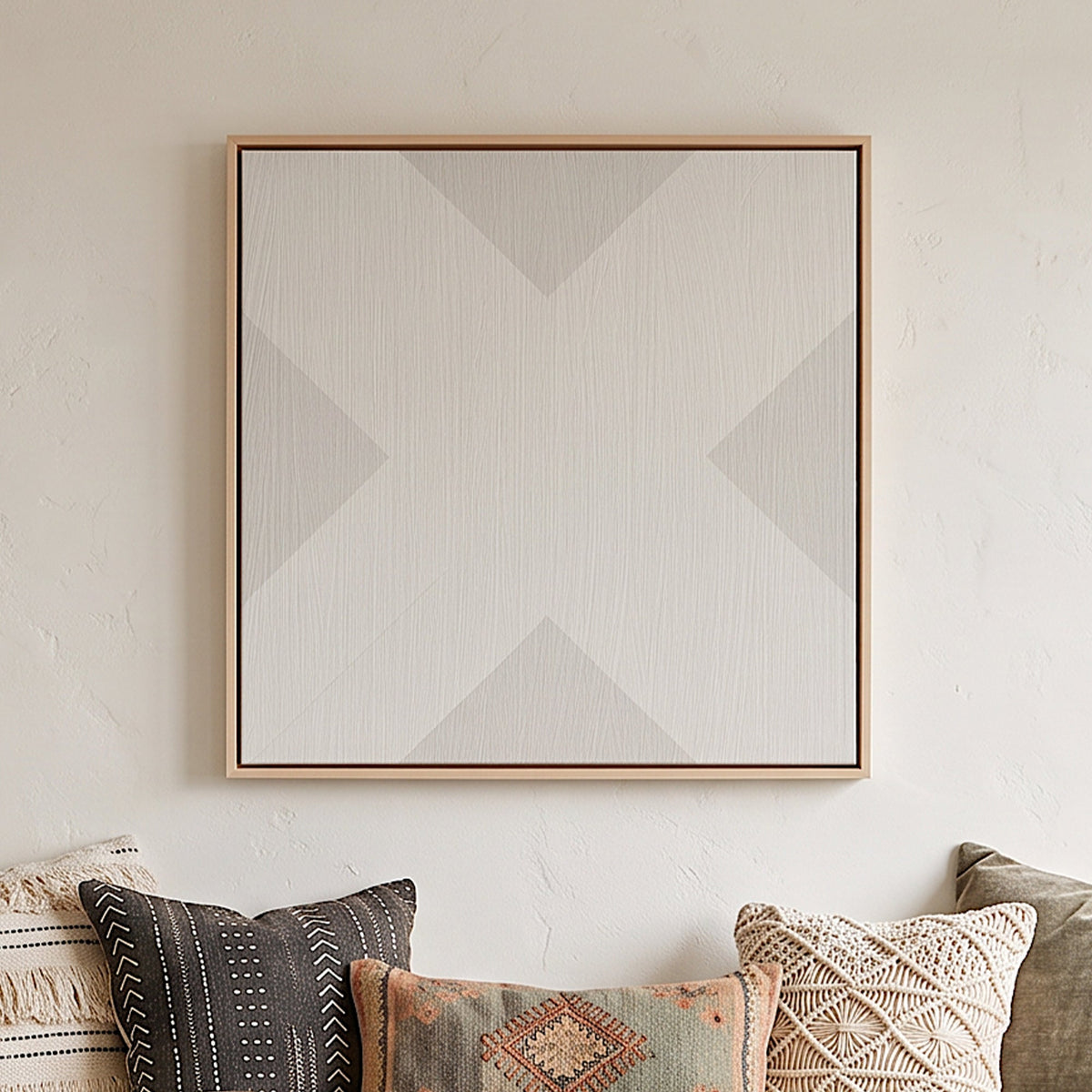 X Mark Minimalist Geo Art on Canvas in Driftwood