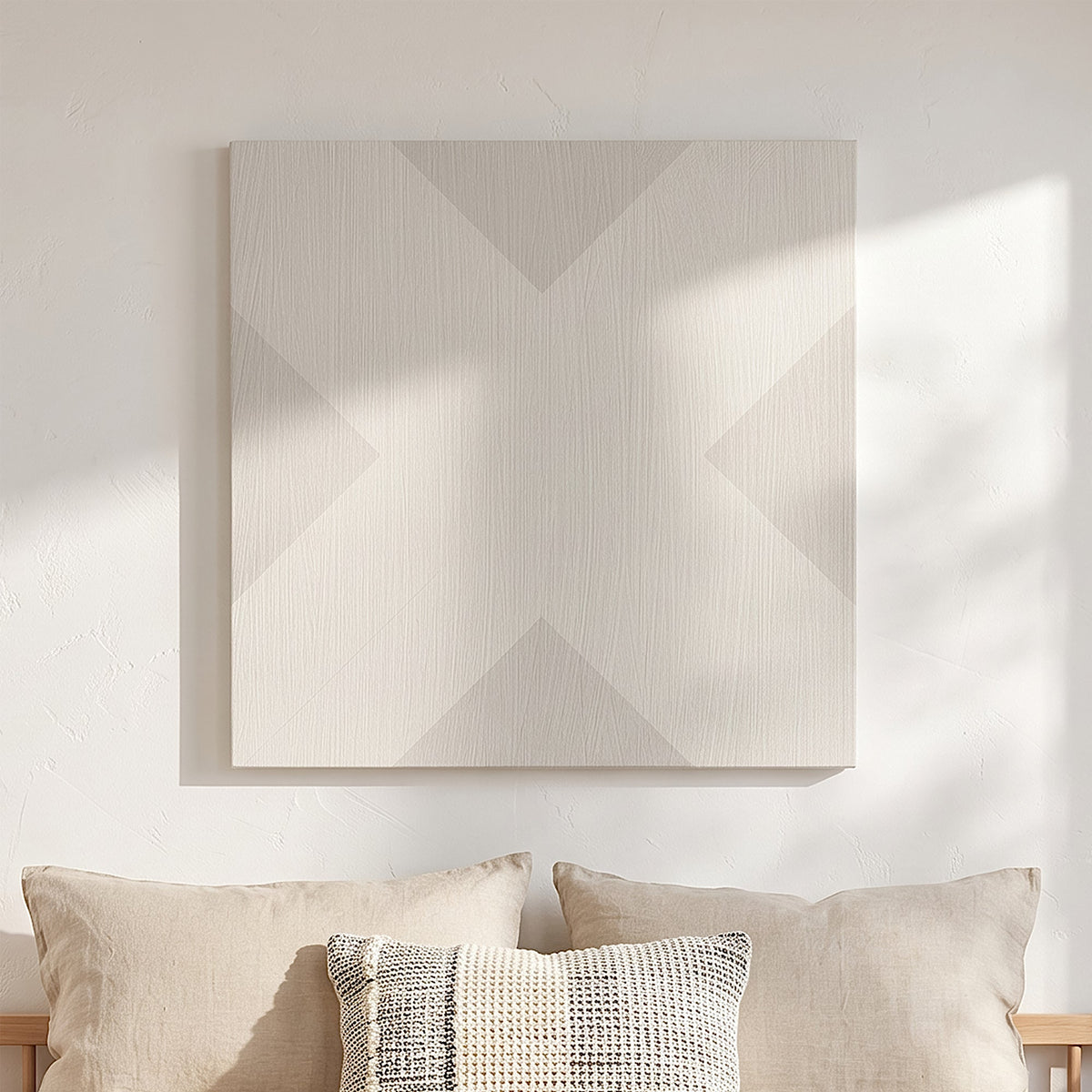 X Mark Minimalist Geo Art on Canvas in Driftwood