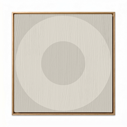 Circle O Mark, Minimalist Geo Art on Framed Canvas, Wall Art in Driftwood