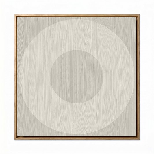 Circle O Mark, Minimalist Geo Art on Framed Canvas, Wall Art in Driftwood