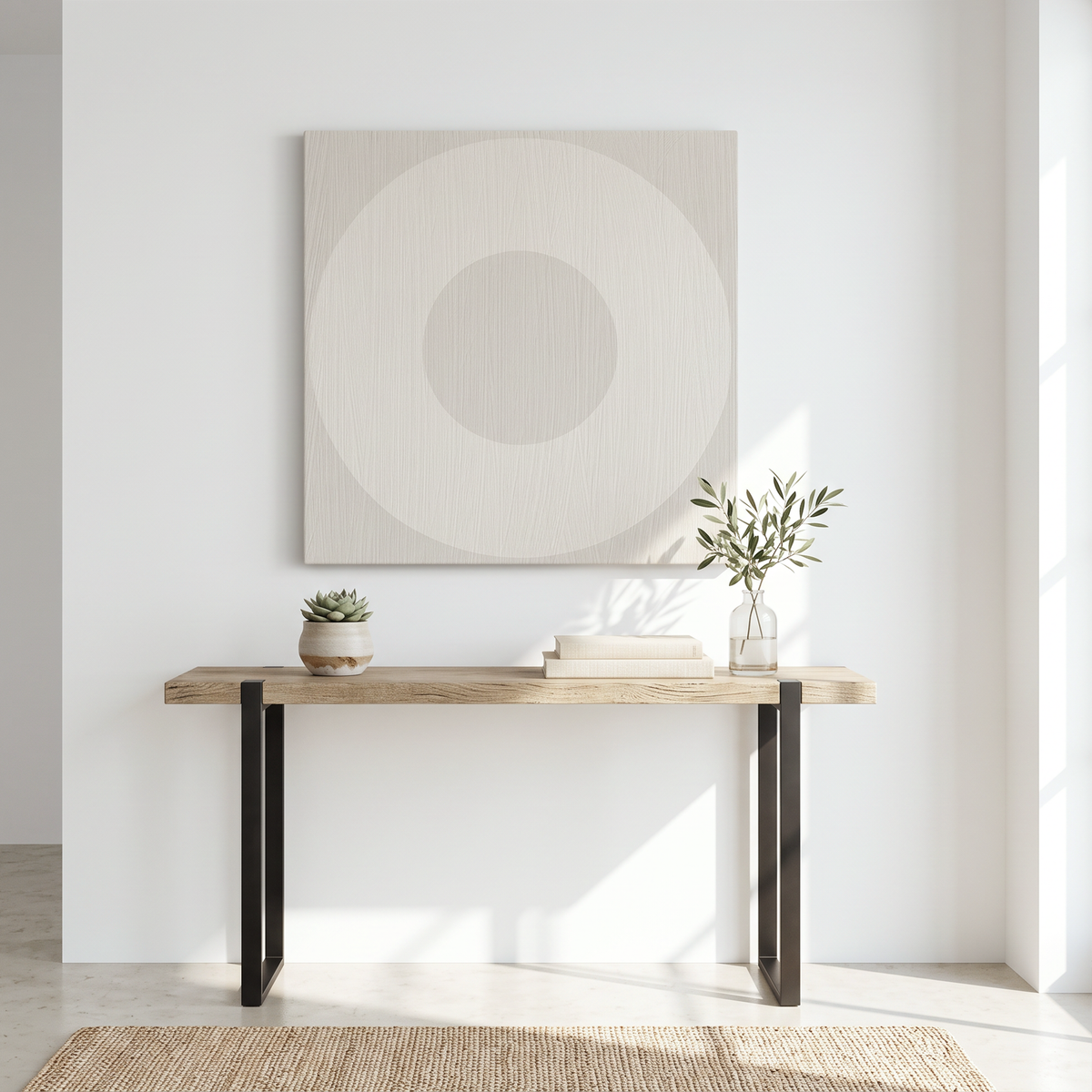 O Mark Minimalist Geo Art on Canvas in Driftwood