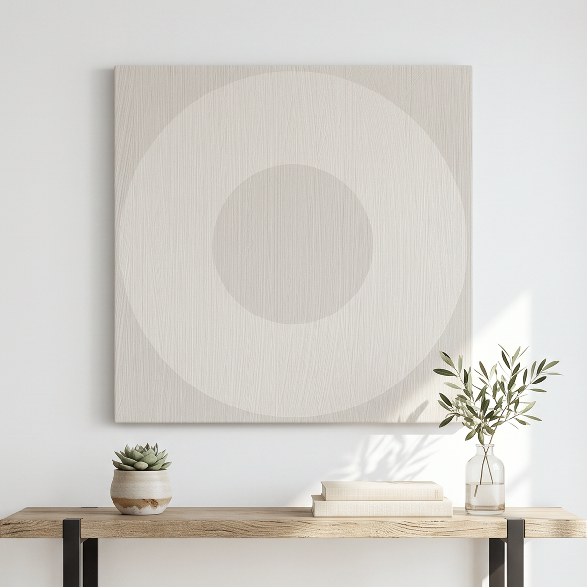 O Mark Minimalist Geo Art on Canvas in Driftwood