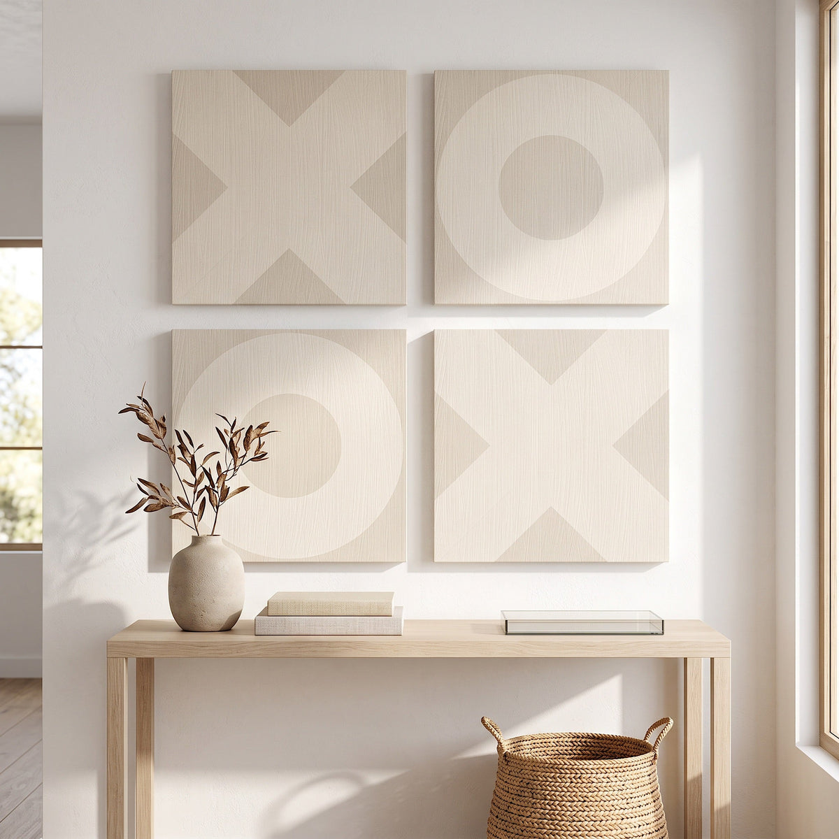 O Mark Minimalist Geo Art on Canvas in Driftwood
