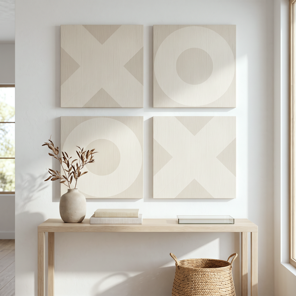 O Mark Minimalist Geo Art on Canvas in Driftwood