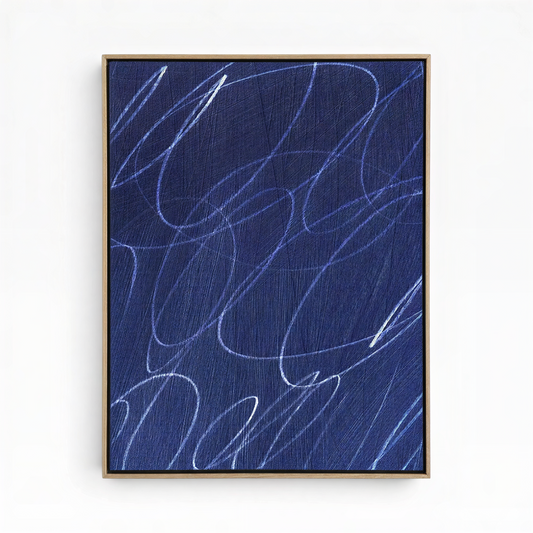 Gestural Marks in Marine by DSCVR Art Framed Canvas Wall Art