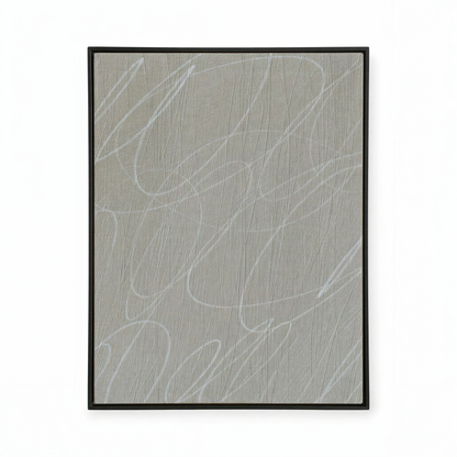 Gestural Marks in French Linen Framed Canvas Wall Art
