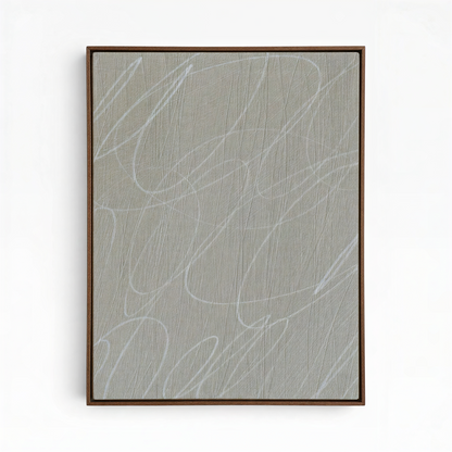 Gestural Marks in French Linen Framed Canvas Wall Art