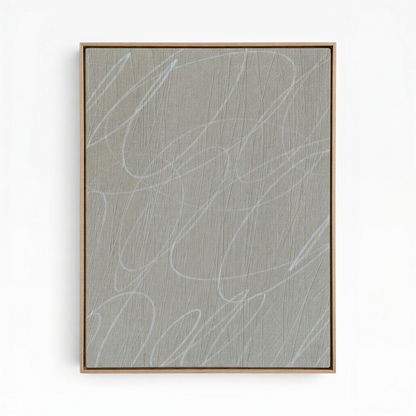 Gestural Marks in French Linen Framed Canvas Wall Art