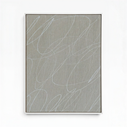 Gestural Marks in French Linen Framed Canvas Wall Art