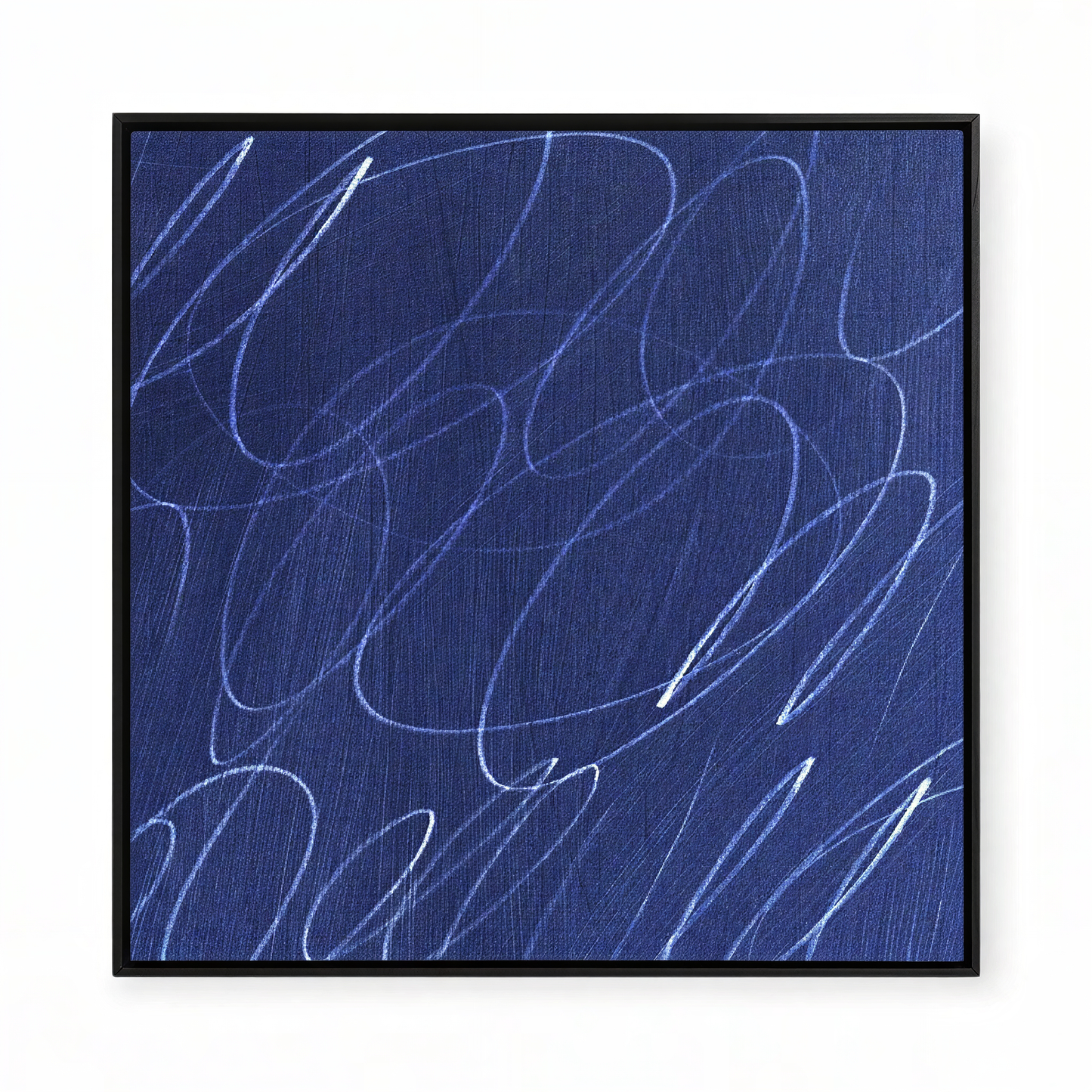 Gestural Marks in Marine by Art Collectiv Framed Square Canvas Wall Art
