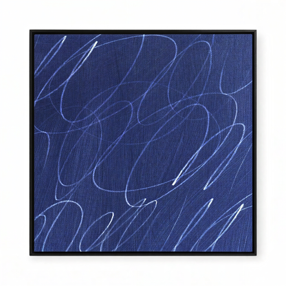 Gestural Marks in Marine by Art Collectiv Framed Square Canvas Wall Art