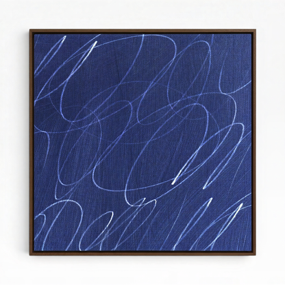 Gestural Marks in Marine by Art Collectiv Framed Square Canvas Wall Art