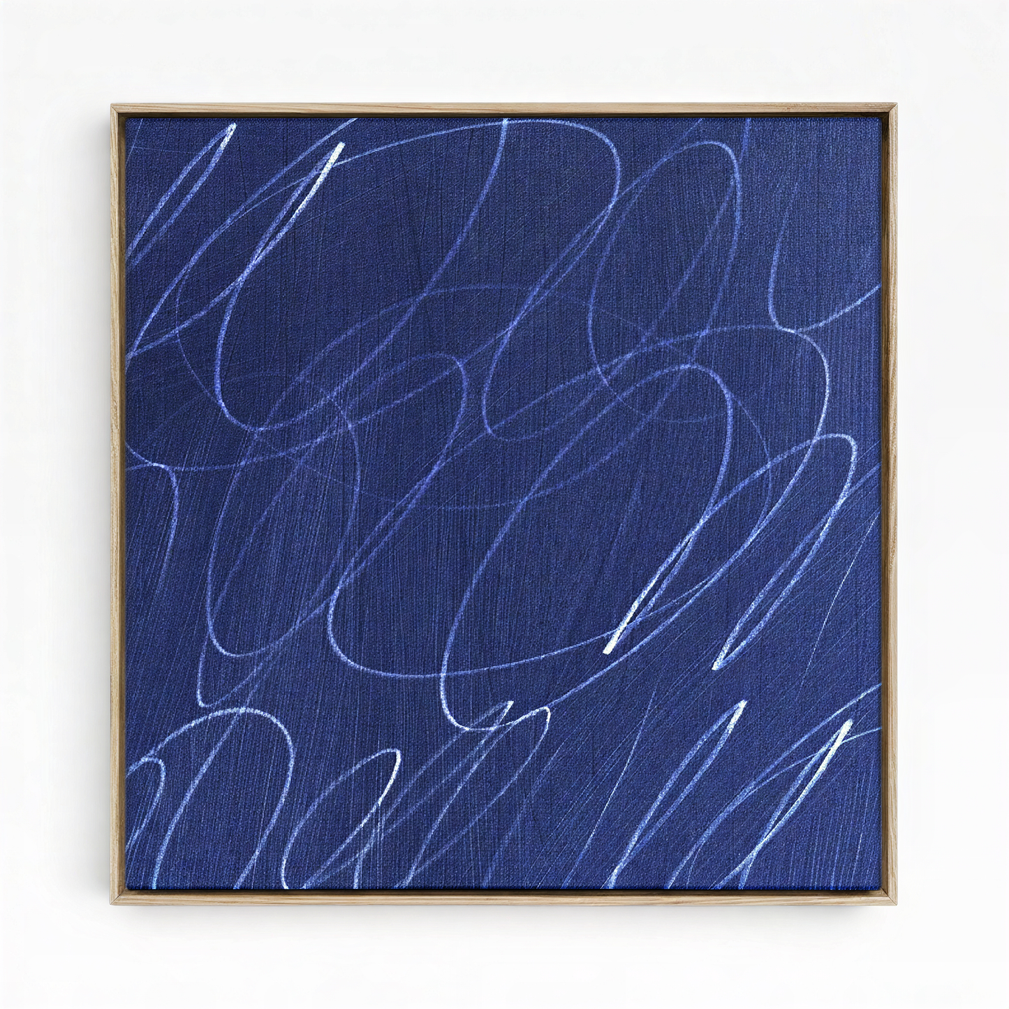 Gestural Marks in Marine by Art Collectiv Framed Square Canvas Wall Art
