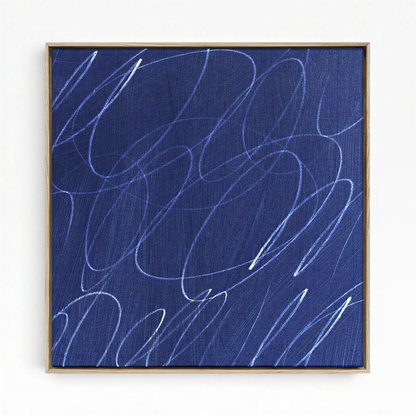 Gestural Marks in Marine by Art Collectiv Framed Square Canvas Wall Art