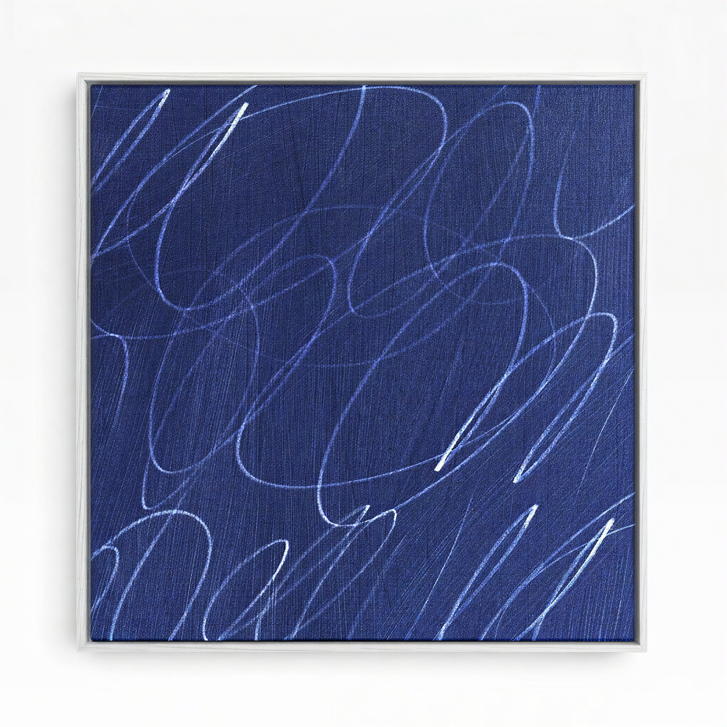 Gestural Marks in Marine by Art Collectiv Framed Square Canvas Wall Art