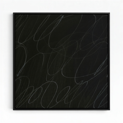 Gestural Marks in Charcoal by DSCVR Art Framed Square Canvas Wall Art