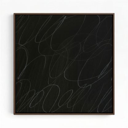Gestural Marks in Charcoal by DSCVR Art Framed Square Canvas Wall Art