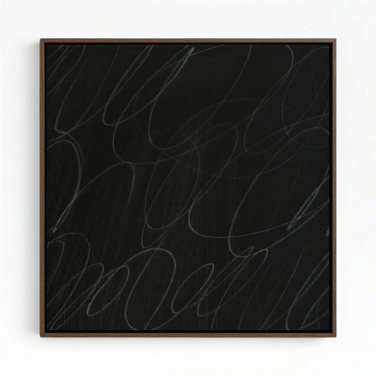 Gestural Marks in Charcoal by DSCVR Art Framed Square Canvas Wall Art