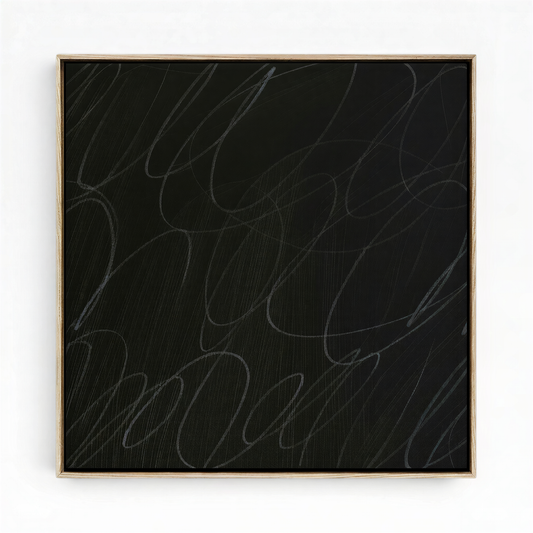 Gestural Marks in Charcoal by DSCVR Art Framed Square Canvas Wall Art