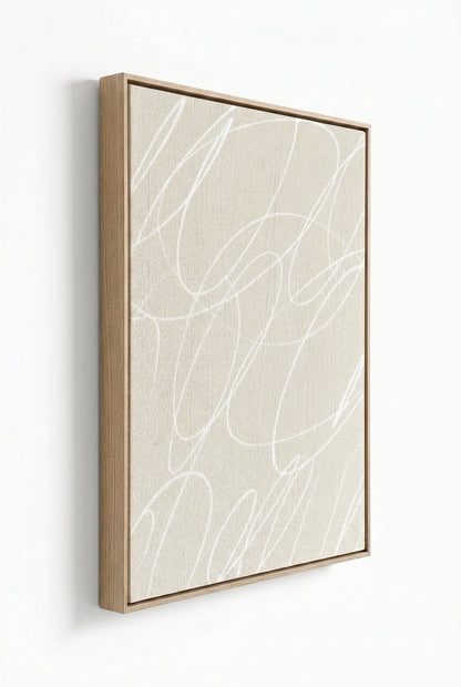 Gestural Marks in Linen by DSCVR Art Framed Square Canvas Wall Art