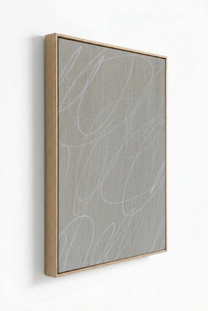Gestural Marks in French Linen Framed Canvas Wall Art